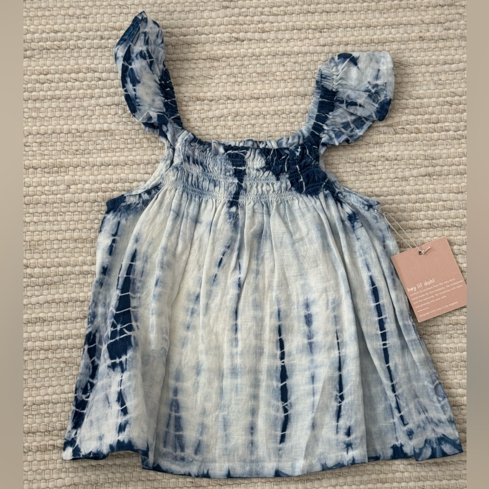 NWT BELLA DAHL Linen Tie Dye Girls Top Blouse - Size 6 Years